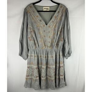 Savanna Jane Gray Embroidered Mini Dress